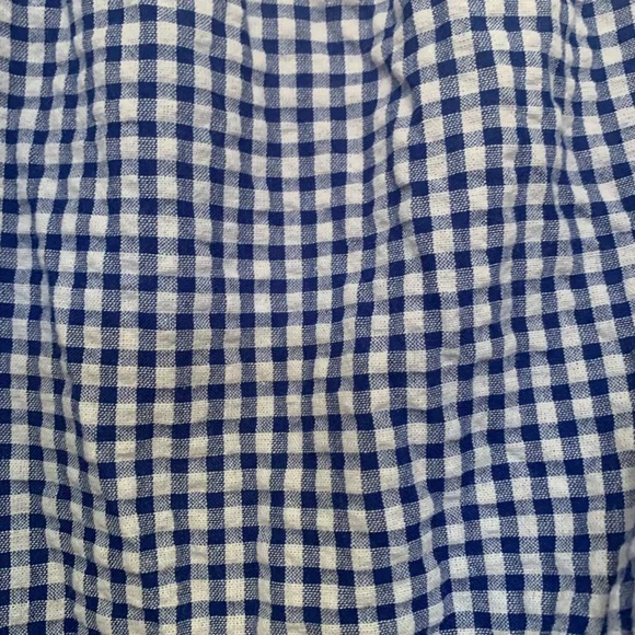 Gingham Check Tiered Peasant Blouse in Navy and White - Picture 6 of 6